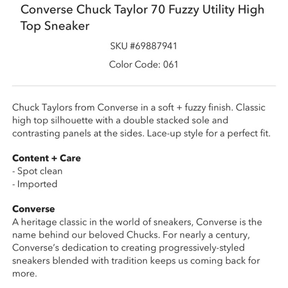 Converse | Chuck Taylor 70 Fuzzy Utility Hi Top Sneakers | 8 Women 6 Men New in - Picture 5 of 14